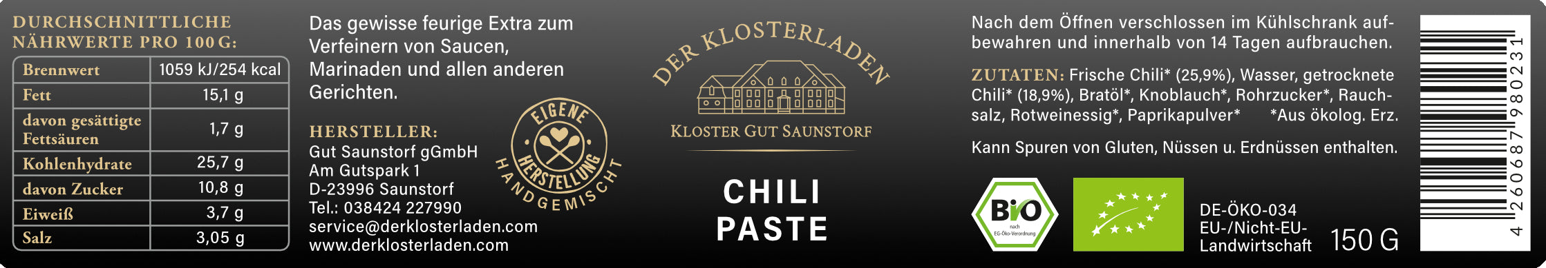 Chili Paste (150 g) - Bio - nach hauseigener Rezeptur!