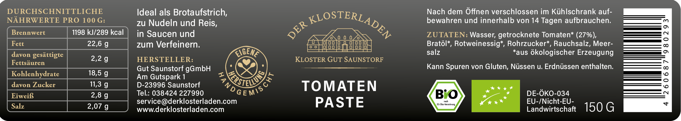 Tomaten Paste (150 g) - Bio - nach hauseigener Rezeptur!