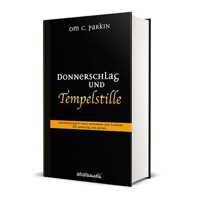Buch "Donnerschlag und Tempelstille" Hardcover, Farbe schwarz und gold.