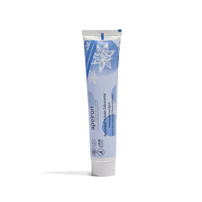 Zahncremetube, Farbe weiß, fliederblau.