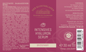 Etikett von "Intensives Hyaluron Serum - Intensiv" mit Informationen zu den Bestandteilen, der Anwendung und Produktdetails (siehe Produktbeschreibung).