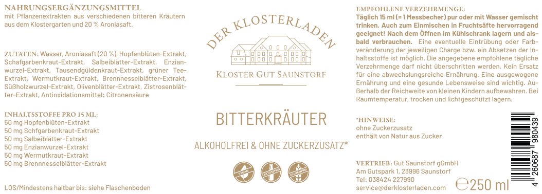 Bitterkräuter (250ml) - Wieder verfügbar – passend zur Herbstzeit! 🍂