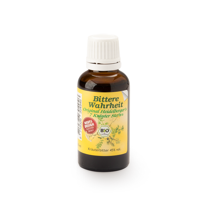 "Heidelberger´s 7 Kräuter-Stern Bittere Wahrheit Bio - Kräuterbitter" in Braunglasflasche. Weitere Informationen in der Produktbeschreibung.