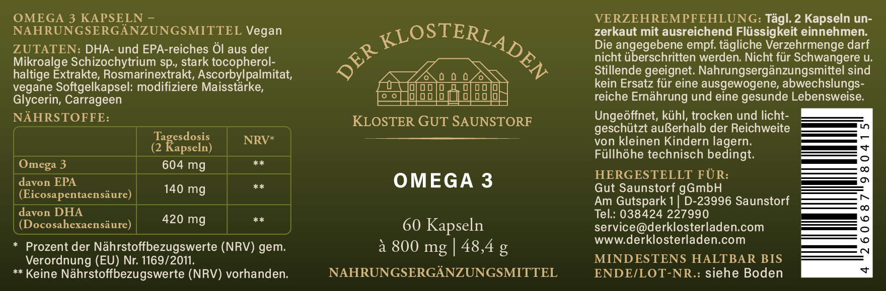 Omega 3 Kapseln (60 Stck.)🌷Sommer-Angebot · 5% sparen! — Der Klosterladen