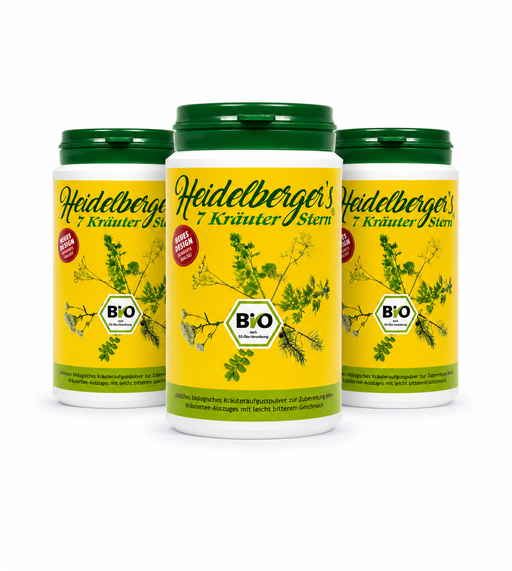 3er Set von "Heidelberger´s 7 Kräuter-Stern Bio - Pulver". Weitere Informationen in der Produktbeschreibung.