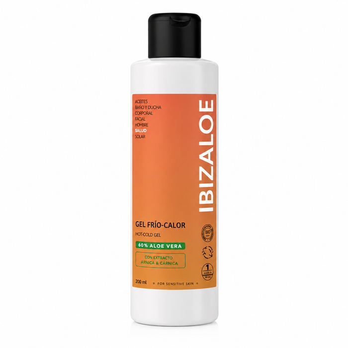 „Aloe Vera Kalt-Warm-Gel“ in Kunststoffflasche. Weitere Informationen siehe Produktbeschreibung.