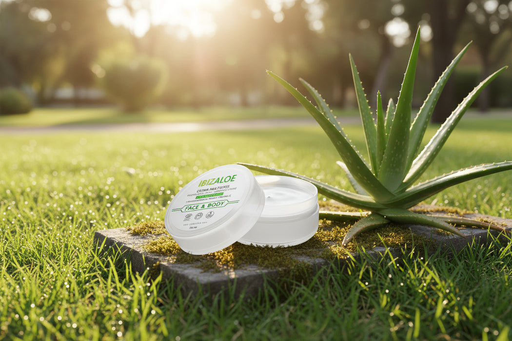 Offene Dose von "Aloe Vera - Multifunktionscreme Gesicht & Körper" 