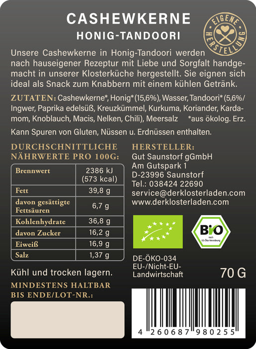 Cashewkerne Honig-Tandoori (70g) - nach hauseigener Rezeptur!