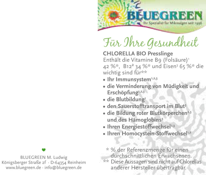 Chlorella Pyrenoidosa Bio - Presslinge (420 Stk.) - Der Klosterladen - Gut Saunstorf