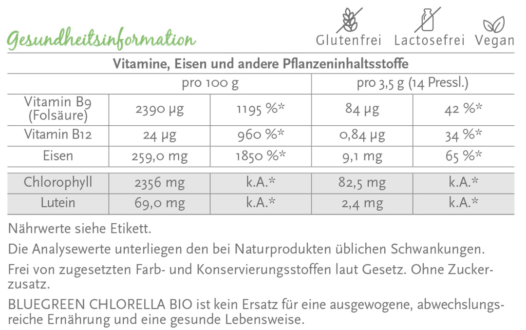 Chlorella Pyrenoidosa Bio - Presslinge (420 Stk.) - Der Klosterladen - Gut Saunstorf