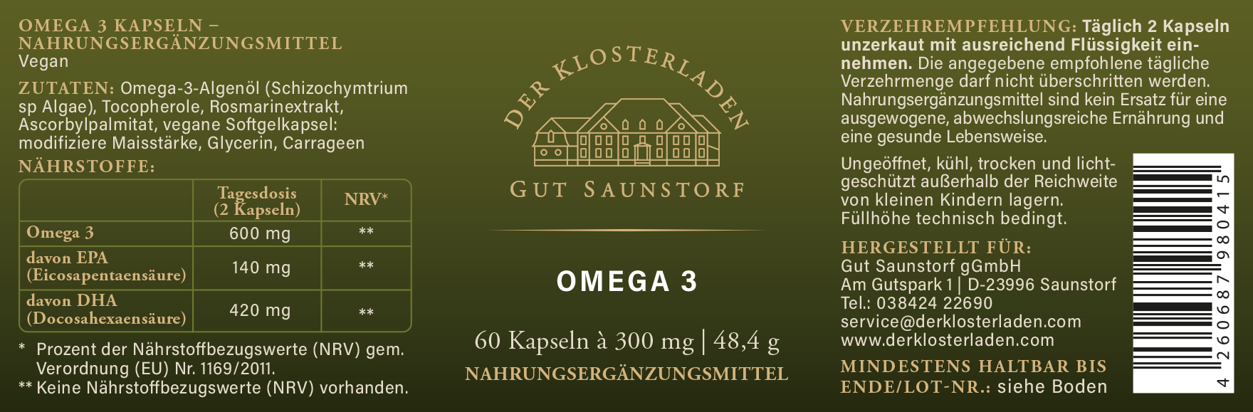 Omega 3 Kapseln (60 Stck.) - Angebot - Sparen Sie 20 %!