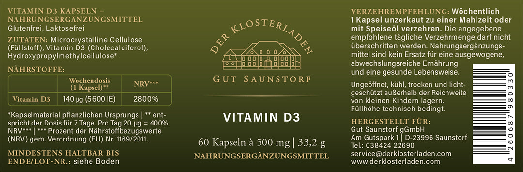 Vitamin D3 - Kapseln (60 Stk.) - 50% Sparen!