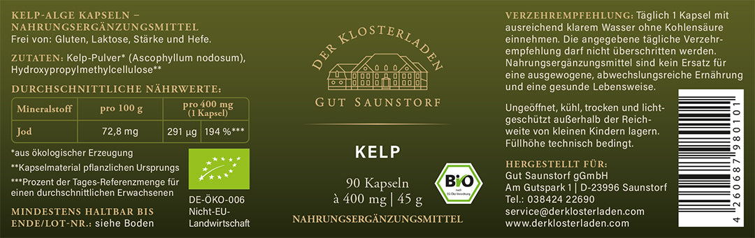 Kelp Braunalgen - Kapseln (90 Stk.) - organisches Jod