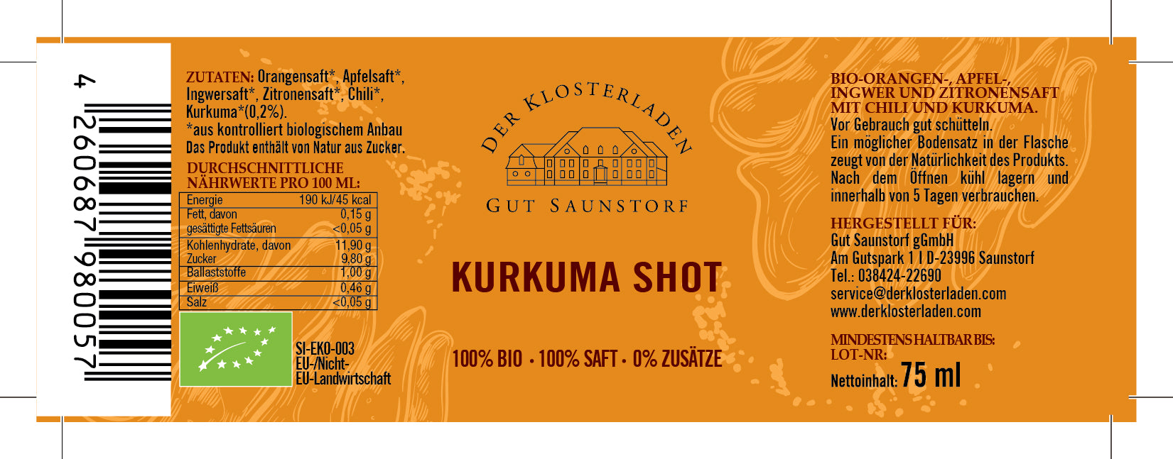 Shots Probierset (Ingwer / Kurkuma / Matcha-Shot) - Sie sparen 20%! - Der Klosterladen - Gut Saunstorf