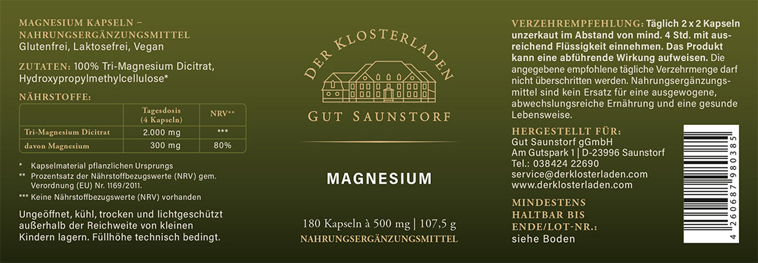 Magnesium - Kapseln (180 Stk.) - 20 % sparen - Produkt des Monats Oktober