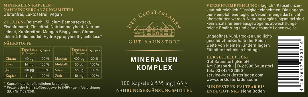 Mineralien Komplex - Kapseln (100 Stk.)